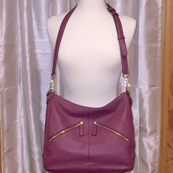 Vera Bradley Handbags - ⬇️Vera Bradley Vivian Pebbled Leather Hobo Claret